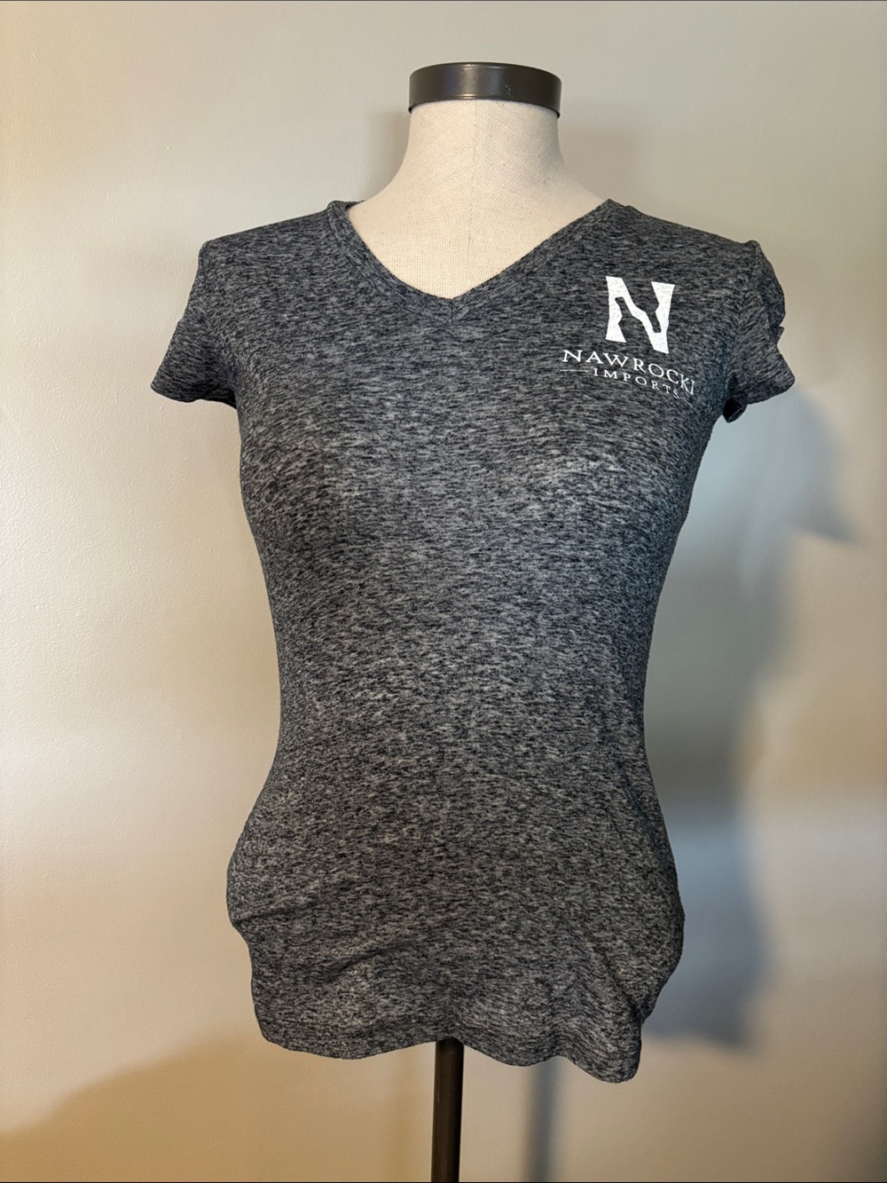 District Women's Charcoal Heather V-Neck Tee with Logo